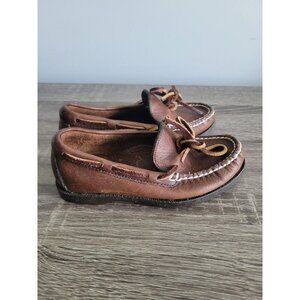 CREWCUTS Boys Size 10 Dark Brown Leather Boat Shoes